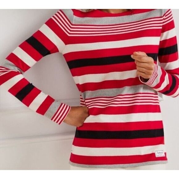 Talbots  Red long sleeve Tee  Aerial Stripe  knit top size Mp academia business - Picture 5 of 14